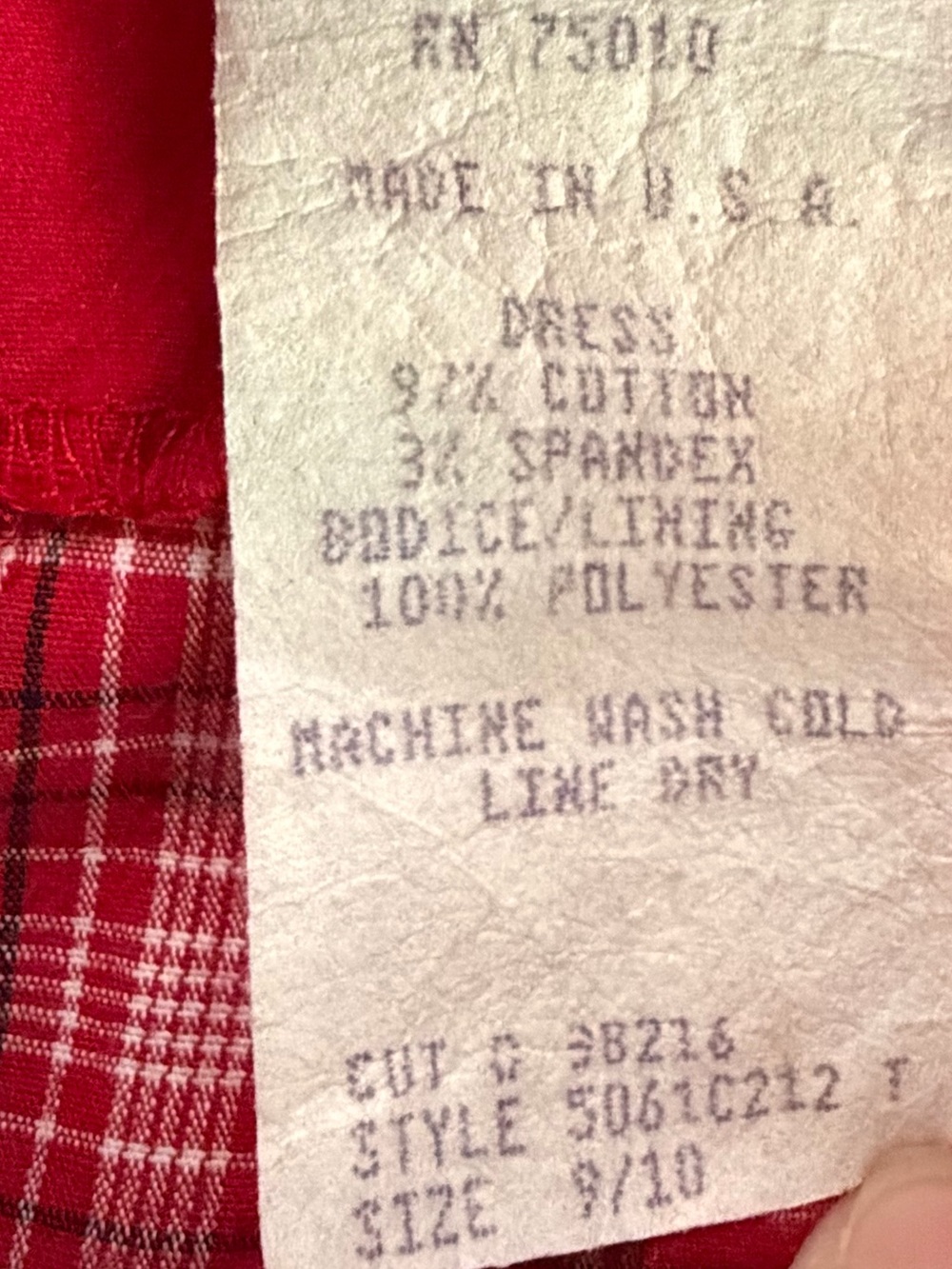 Y2K Jodi Kristopher Red Plaid Lace Trim Babydoll Slip Dress Sz 9/10 4th of July - Picture 9 of 13